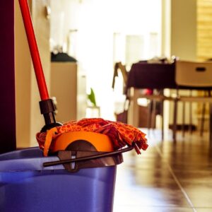 Mop and bucket to clean tile