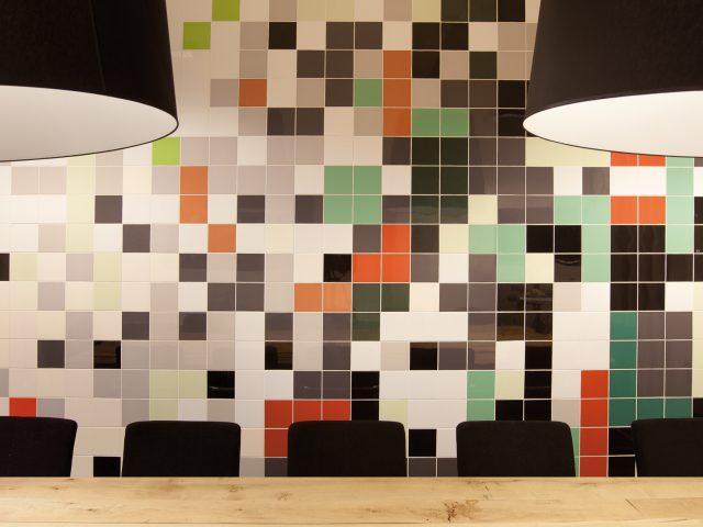 colorful square tile conference room