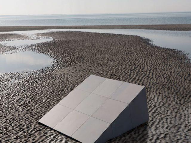 gray tiled ramp on a beach