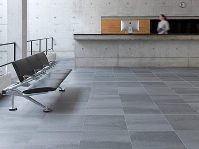 gray tile floor in lobby