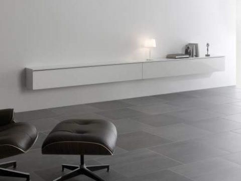 gray tile floor with shelf and office chair