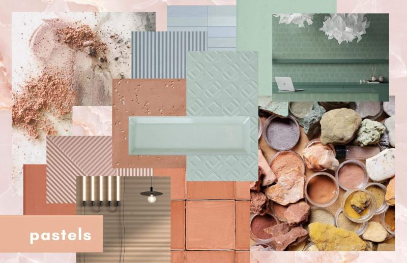 Pastel colored tile collage