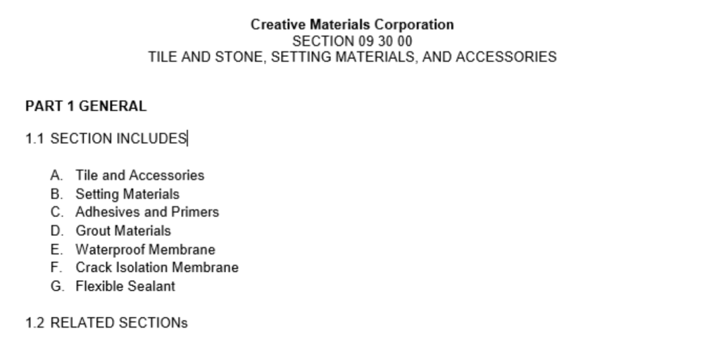 Specification Guideline Creative Materials