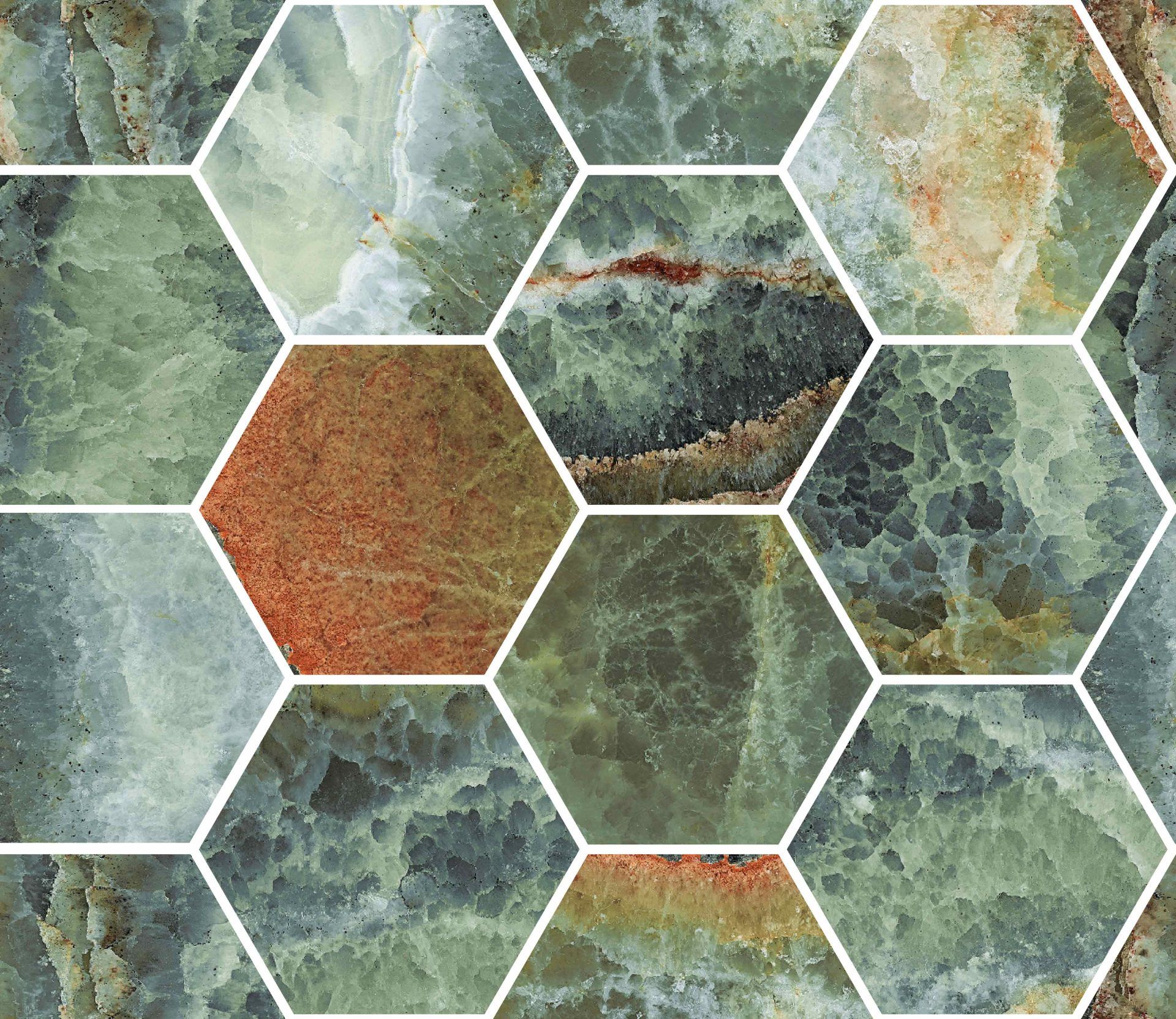 ExoticStone_EmeraldOnyx_HexagonMosaic