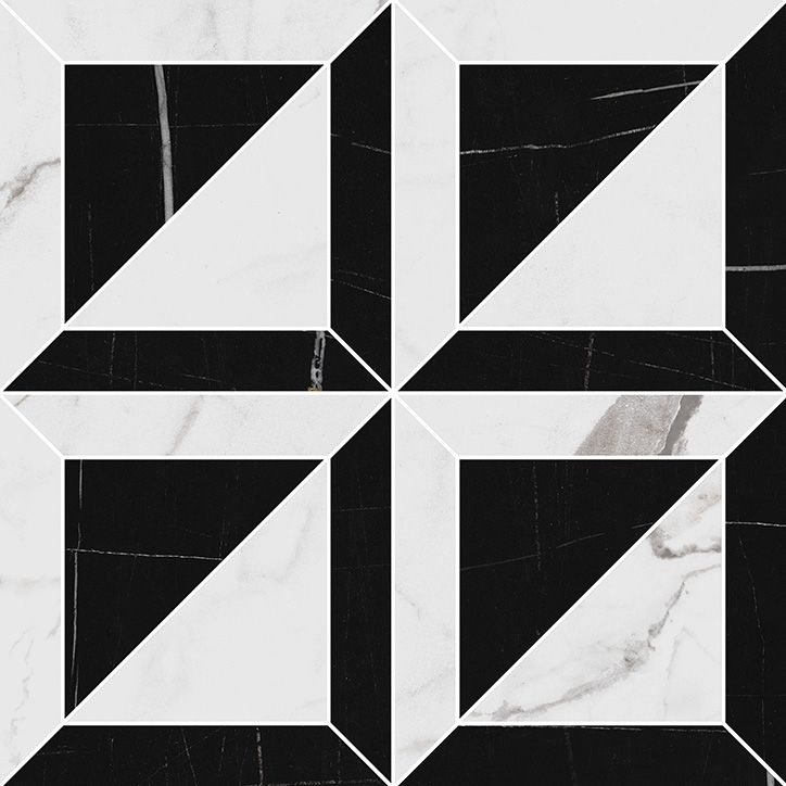Extravaganza_StatuarioSaharaNoir_GeometricMosaic