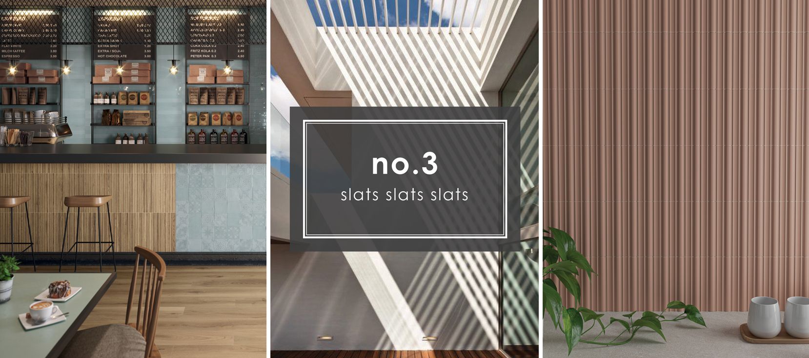 Slat tiles are popular in modern design as they had depth and texture.