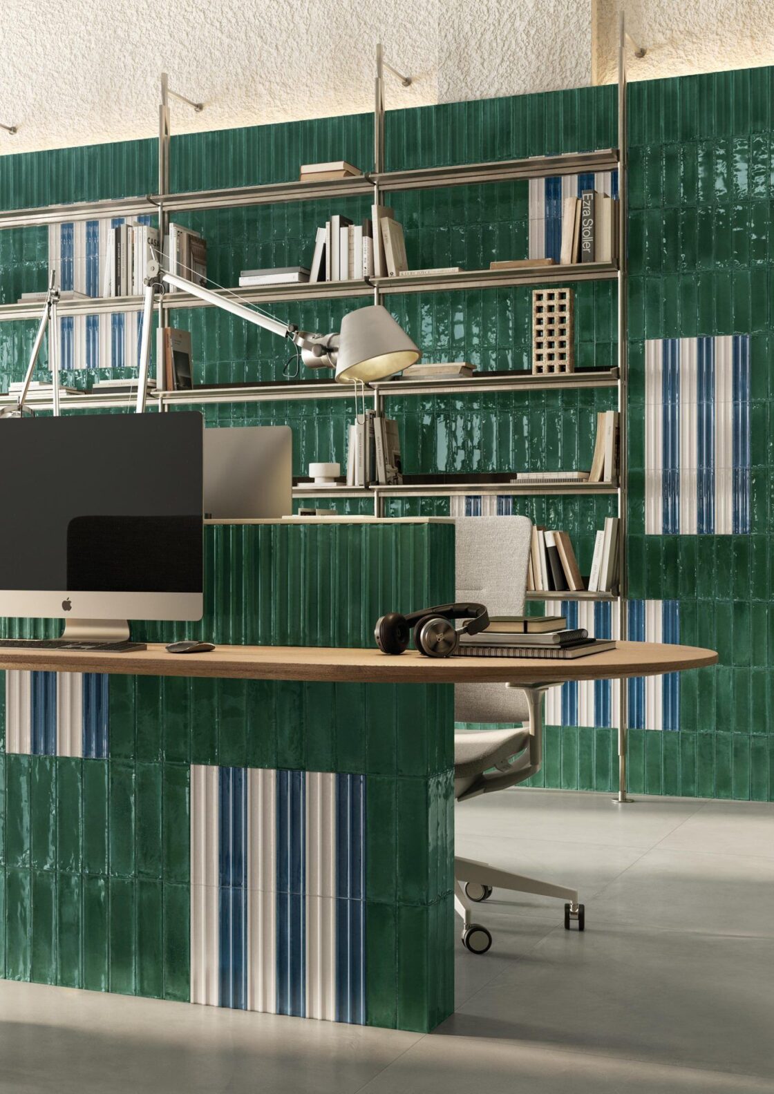 BrickArt_WhiteBlueGreenLinearRelief_Install