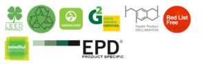 LEED_Recycled_GreenGuard_GreenSquared_HPD_Mindful_EPDProduct