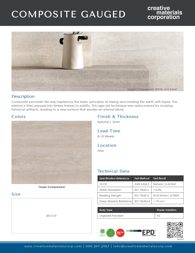 Composite Gauged Porcelain Taupe Compressed