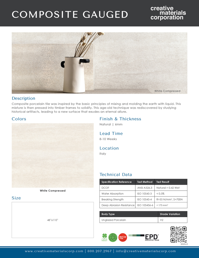 Composite Gauged Porcelain White Compressed