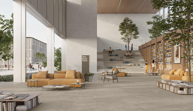 The Book Haus featuring Contextual Ivory and Taupe.