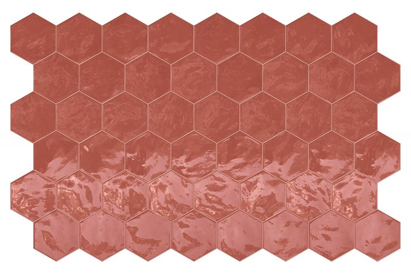 Placid Red Hex Mosaic Wall Tile